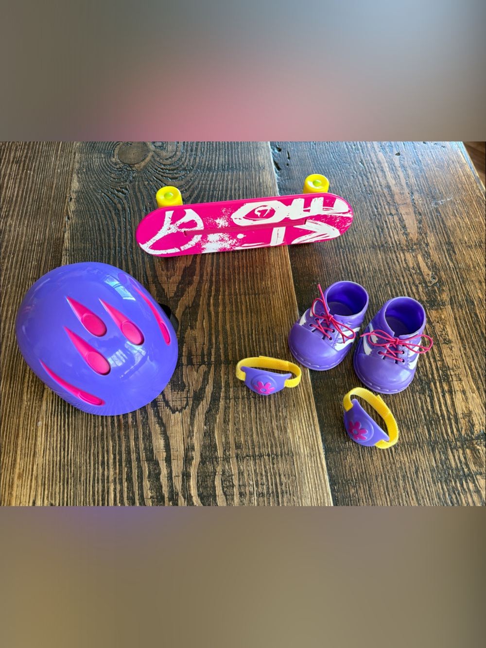 American Girl Doll Helmet, Shoes, Knee Pads & Skateboard Set